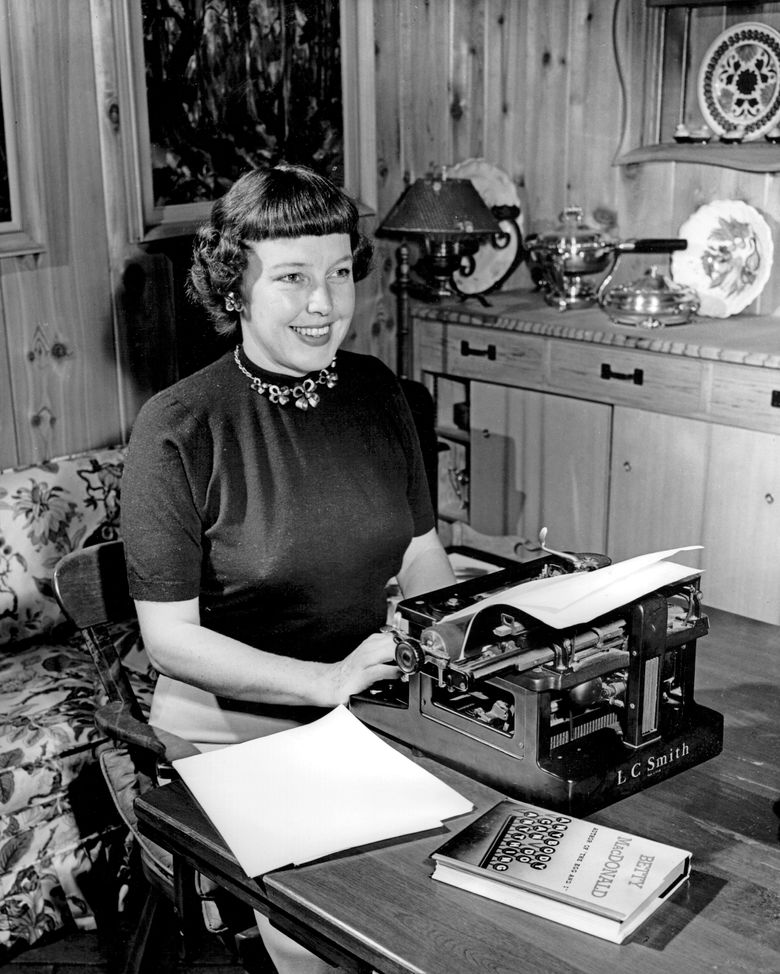 Betty MacDonald’s “Anybody Can Do Anything” publicity photo, shot on Vashon Island in 1950.