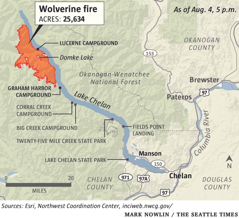 Wildfire Along Lake Chelan Growing Fast In Remote Hills The