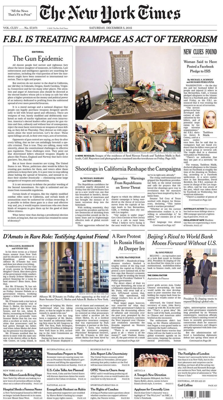 New York Times Puts Gun Control Editorial On Front Page The Seattle Times 