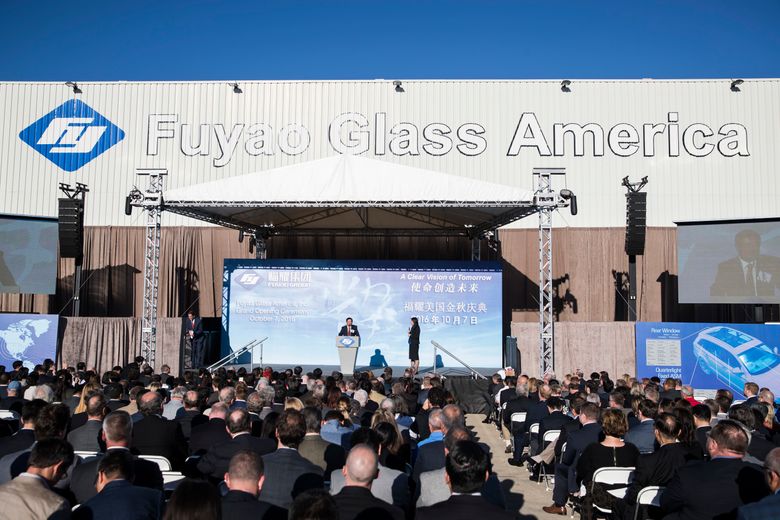 Cho Tak Wong, chairman of the Fuyao Group, speaks during the grand opening of the Fuyao Glass America plant, Friday, Oct. 7, 2016, in Moraine, Ohio. The Chinese company’s completed automotive glass-making plant serves as its North American hub for recycled glass manufacturing. (AP Photo/John Minchillo)