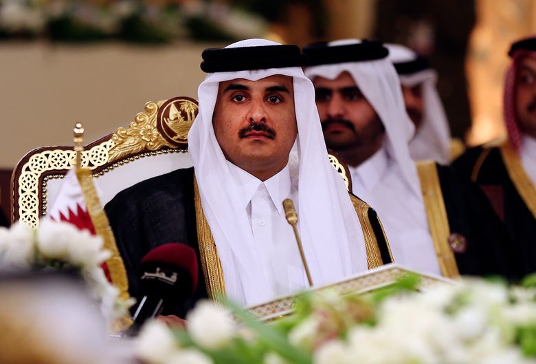 Qatar’s Emir Sheikh Tamim bin Hamad Al Thani attends a Gulf Cooperation Council summit in Doha Qatar. Bahrain says it is cutting diplomatic ties to Qatar amid a deepening rift between Gulf Arab nations
