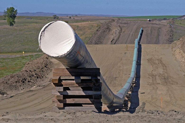 This Sept. 29, 2016, file photo shows a section of the Dakota Access Pipeline under construction near the town of St. Anthony in Morton County, N.D. (Tom Stromme/The Associated Press)
