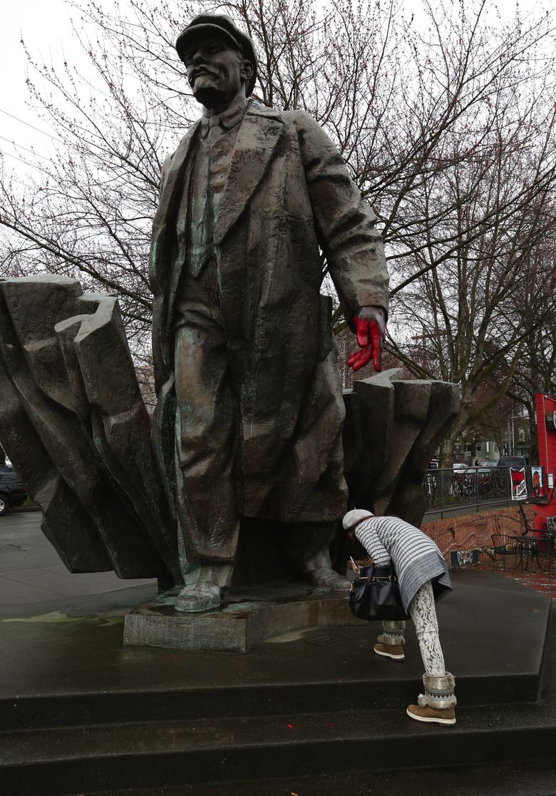 The statue of Lenin in Fremont has become one of the most visited attractions in the city.  (Alan Berner/The Seattle Times)