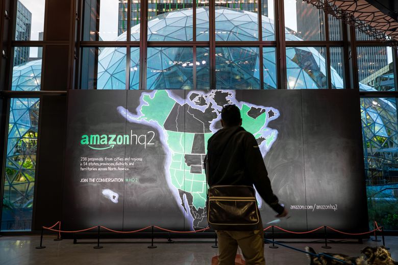 A chalk depiction of the 238 proposals Amazon received for its proposed 50,000-employee HQ2. Cities and states are going to great lengths to get a piece of that high-tech glory. (Jordan Stead/Amazon)