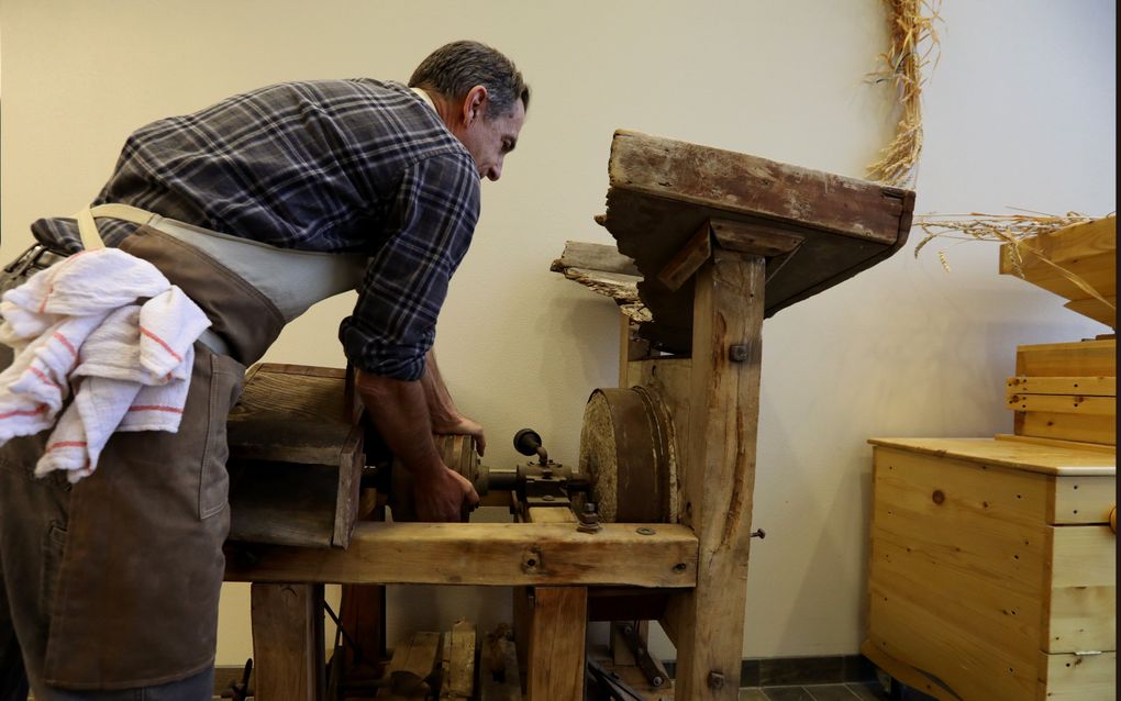 Stephen Jones, founder of Washington State University’s Bread Lab in Burlington, can still get the grinding wheel to turn on this 19th-century mill made by the J.O. Ensberg company from Minnesota. It was purchased by a family farm in Ellensburg and stayed in the family until two years ago, when it was donated to the Bread Lab.