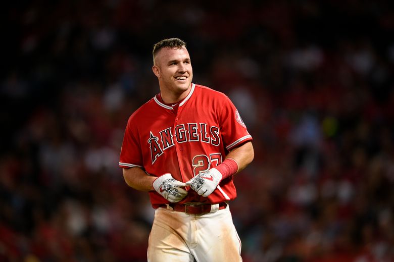 Los Angeles Angels center fielder Mike Trout in action during a game this season.