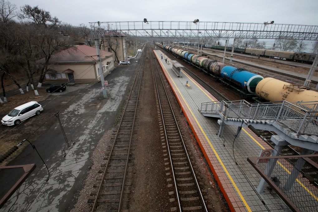 Oil tankers are parked at the Okeanskaya railway station where North Korean leader Kim Jong Un is expected to make his first stop before his summit with Russian President Vladimir Putin, in the border at Russia's Far East, as viewed on Tuesday, April 23, 2019. North Korea on Tuesday confirmed that leader Kim Jong Un will soon visit Russia to meet with Putin in a rare summit. — Photograph: Alexander Khitrov/Associated Press.