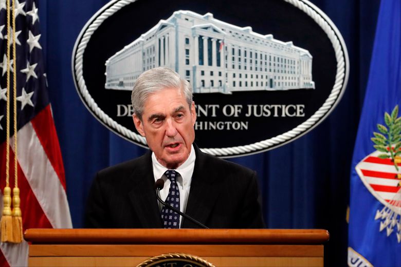 Special counsel Robert S. Mueller III speaks at the Department of Justice on Wednesday, May 29, 2019, in Washington D.C., about the Russia investigation. — Photograph: Carolyn Kaster/Associated Press.