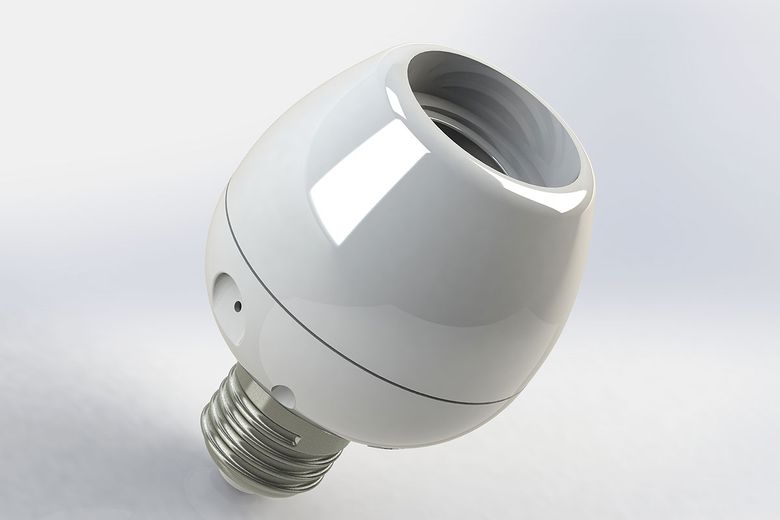 The Vocca Voice Activated Bulb Adapter allows for hands-free light control without Wi-Fi or an app.