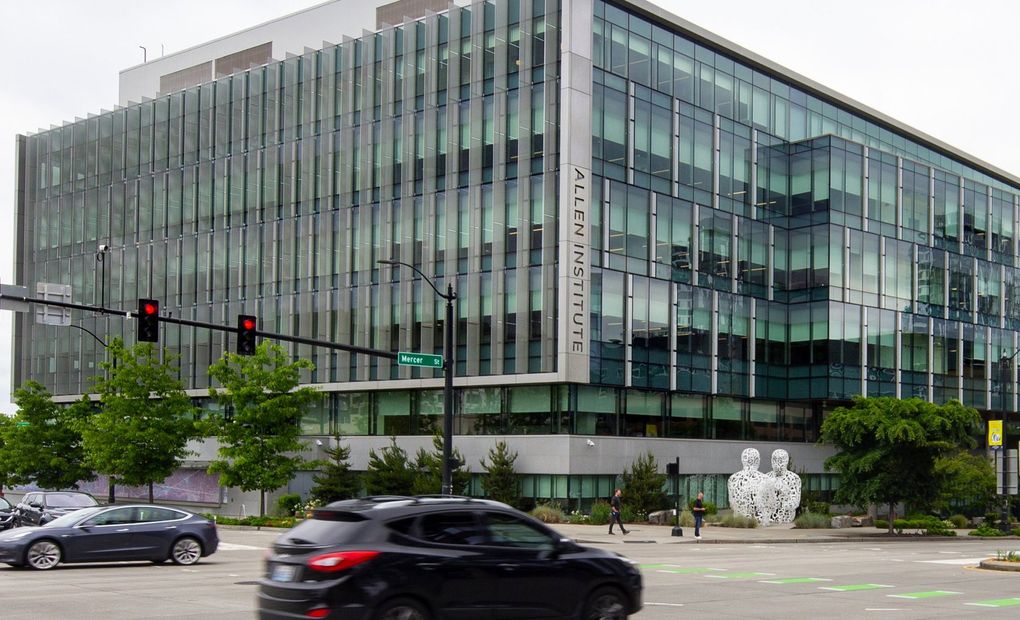 The Allen Institute, at Mercer Street and Ninth Avenue North in South Lake Union, was founded in 2003 to unravel the mystery around how the brain works. (Mike Siegel / The Seattle Times)