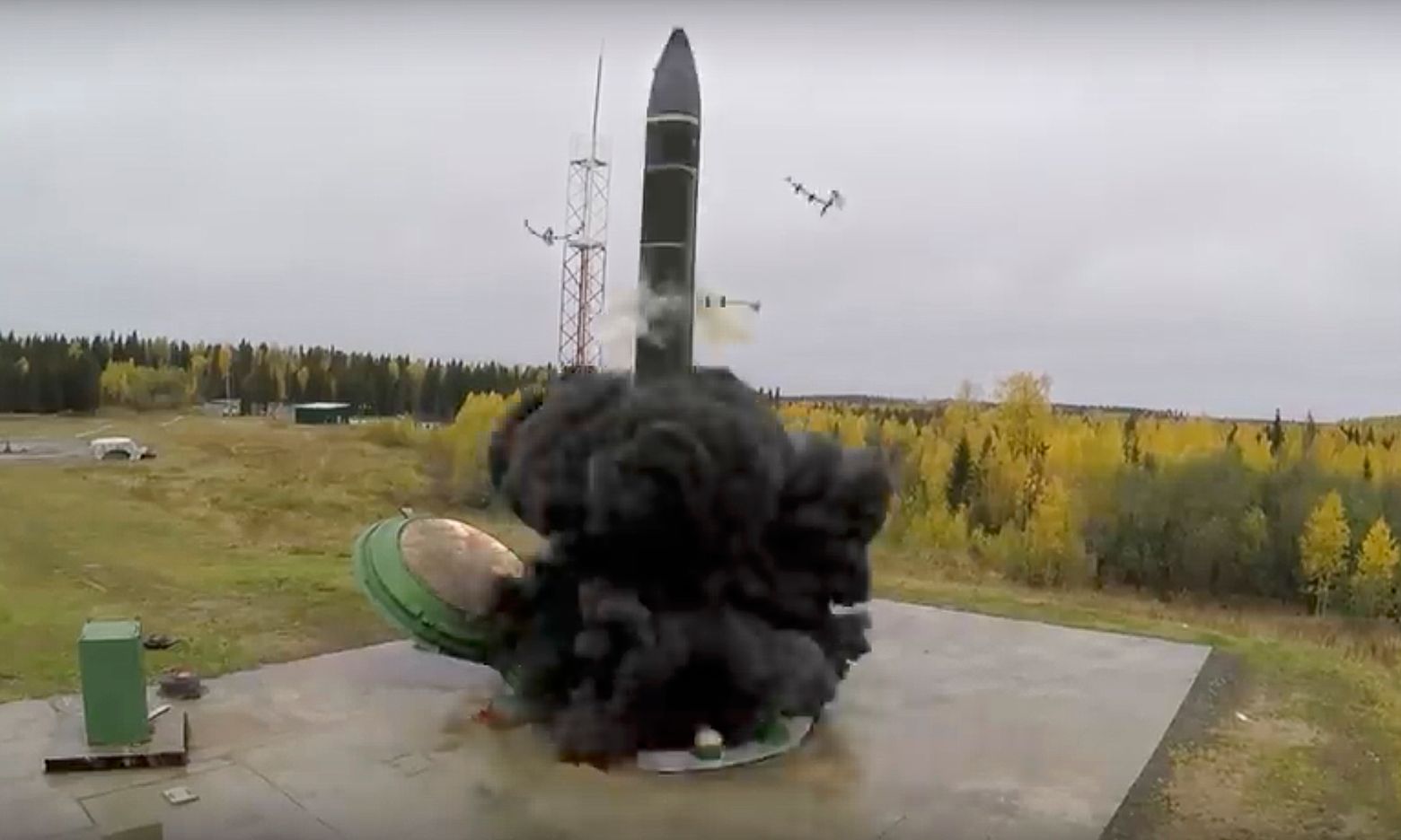 In this photo taken from undated footage distributed by Russian Defense Ministry Press Service, an intercontinental ballistic missile lifts off from a silo somewhere in Russia. The Russian military said the Avangard hypersonic weapon entered combat duty on Friday. The Kremlin has made modernization of Russia's strategic nuclear forces one of its top priorities. — Photograph: Russian Defense Ministry Press Service/via Associated Press.