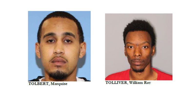 Seattle police have identified two suspects in Wednesday’s shooting at Third Avenue and Pine Street in downtown Seattle: Marquise Latrelle Tolbert, left, and William Ray Tolliver. Both men, still at large, are considered armed and dangerous. (Courtesy of Seattle Police Department)