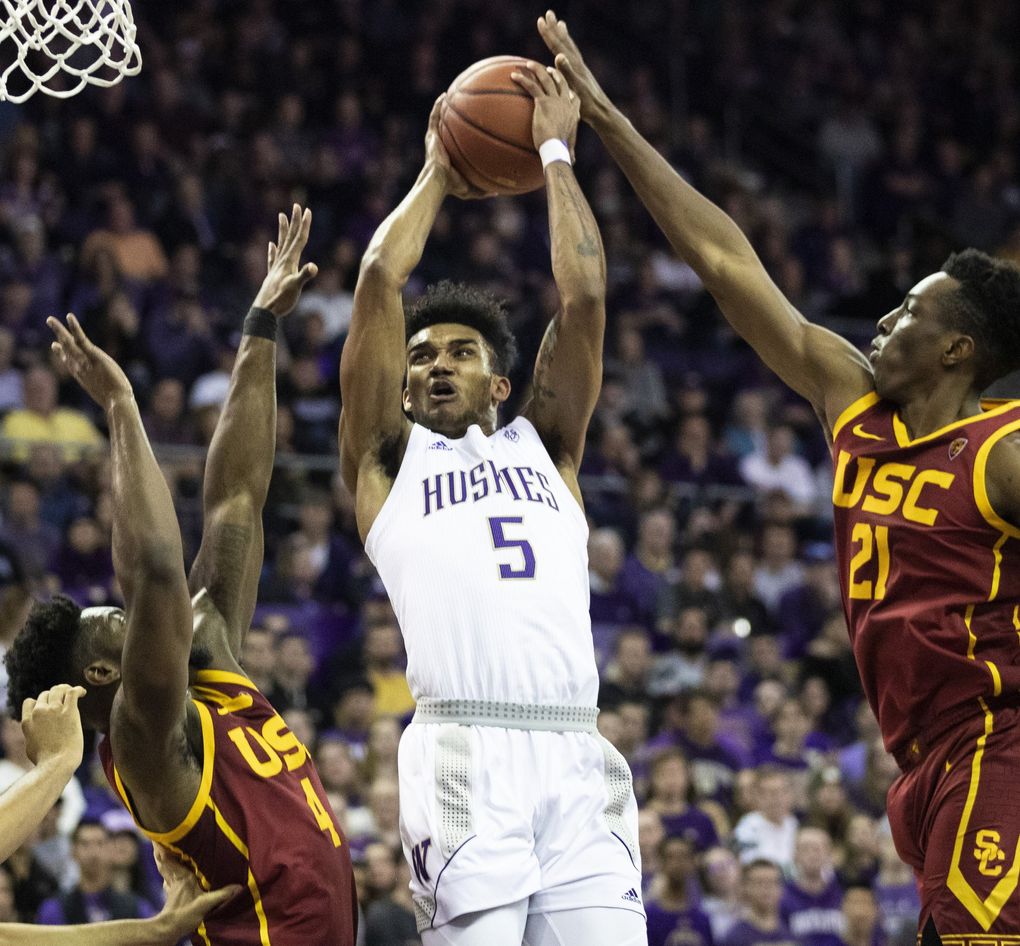 USC's freshman big man, Onyeka Okongwu did not play very well, as he and his team struggled mightily in their loss to Washington.  (Photo: Amanda Snyder/The Seattle Times.)