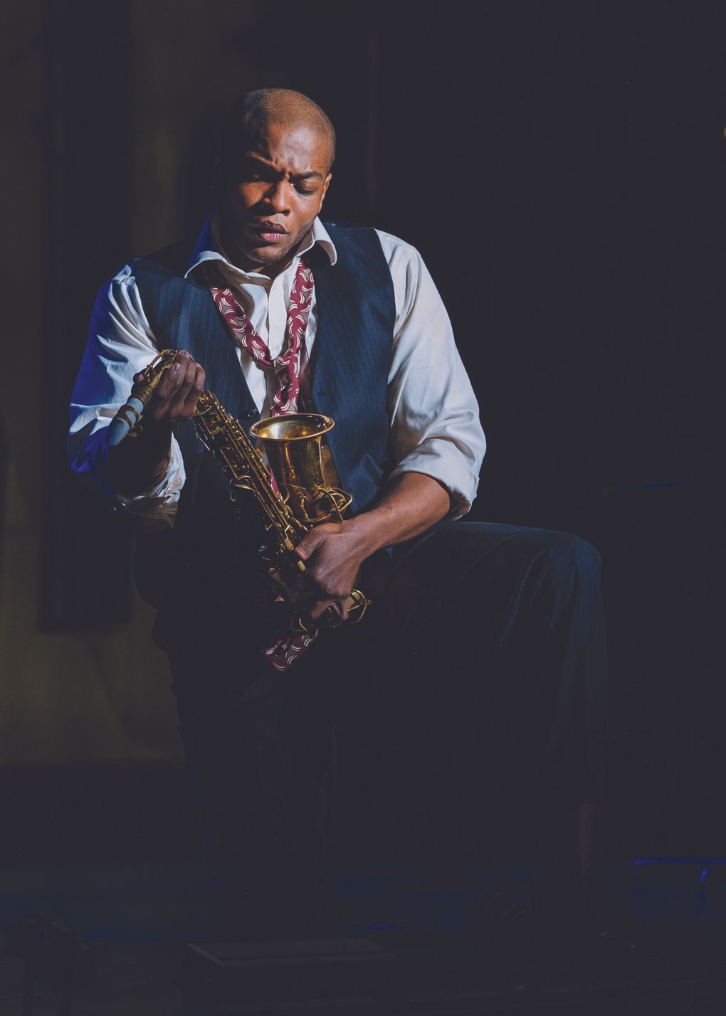 Frederick Ballentine as Charlie Parker in Seattle Opera’s “Charlie Parker’s Yardbird.” Ballentine alternates with Joshua Stewart in the role. (Sunny Martini)