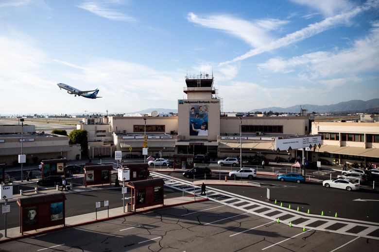 Emerging technologies such as drones, pilotless air taxis and a new generation of supersonic planes pose challenges to the air traffic control system and the aviation industry’s plans to cut greenhouse gasses. An airplane takes off from Hollywood Burbank Airport in Burbank, California. (Jenna Schoenefeld / The New York Times)