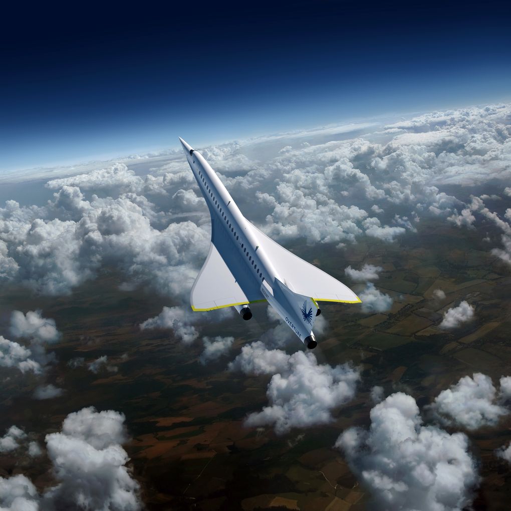 A rendering of the Overture supersonic transport in the works from Boom, which wants to make supersonic travel more mainstream. (Boom via The New York Times) 