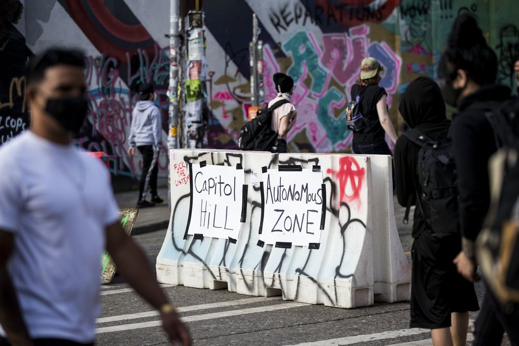The Capitol Hill Autonomous Zone, declared by protesters after law enforcement left the area earlier this week. 
 (Amanda Snyder / The Seattle Times)