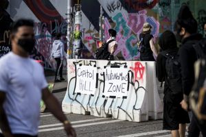 De Capitol Hill Autonome Zone, uitgeroepen door demonstranten nadat de politie het gebied eerder deze week had verlaten. (Amanda Snyder / The Seattle Times)