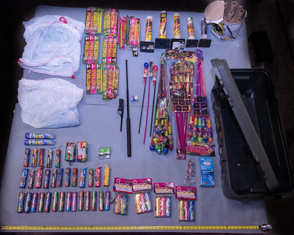 Some of the devices police discovered in a van stationed at the weekend protests. (SPD)