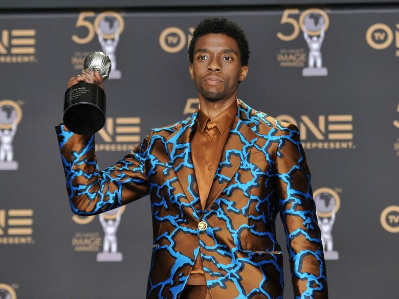 FILE – In this Saturday, March 30, 2019 file photo, Chadwick Boseman poses in the press room with the award for outstanding actor in a motion picture for “Black Panther” at the 50th annual NAACP Image Awards at the Dolby Theatre in Los Angeles. Actor Chadwick Boseman, who played Black icons Jackie Robinson and James Brown before finding fame as the regal Black Panther in the Marvel cinematic universe, has died of cancer. His representative says Boseman died Friday, Aug. 28, 2020 in Los Angeles after a four-year battle with colon cancer. He was 43. (Photo by Richard Shotwell/Invision/AP, File)