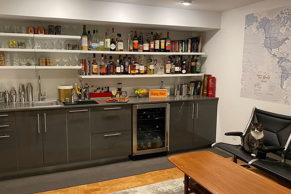Sonja Groset and her husband, Gavin Waller, added a large wet bar as part of a full remodel of their unfinished basement. (Courtesy of Sonja Groset)
