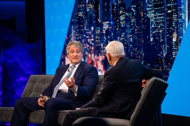 Leon Black, chairman and chief executive officer of Apollo Global Management LLC, speaks during the Bloomberg Invest Summit in New York in 2019. (Bloomberg)