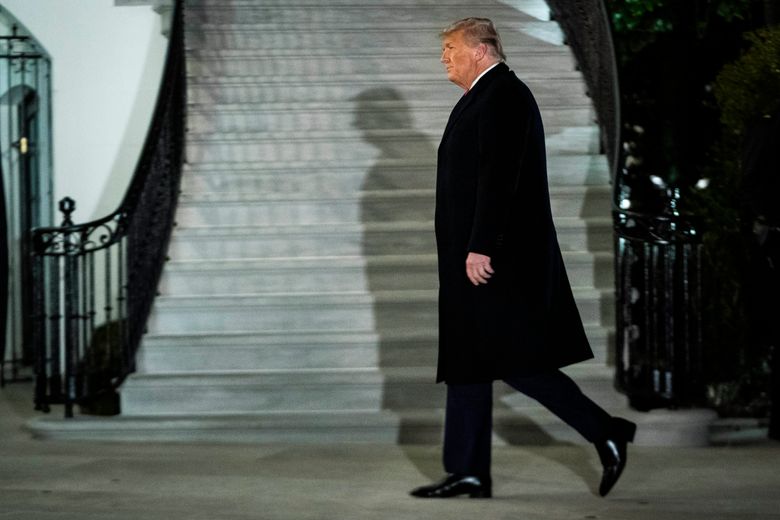 President Donald Trump returns to the White House on Tuesday. Trump’s inner circle is shrinking, White House offices are emptying, and he is lashing out at some of those who remain. Even his relationship with Rudy Giuliani is fracturing in the last days of Trump’s term in office. (Washington Post photo by Jabin Botsford)