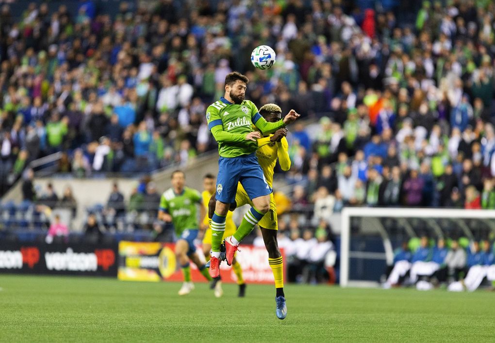 Despite coronavirus concerns some 33,000 fans attended the Seattle Sounders versus Columbus Crew soccer match on Saturday, March 7, 2020 at CenturyLink Field in Seattle.  (Lindsey Wasson / Sounders FC Communications)