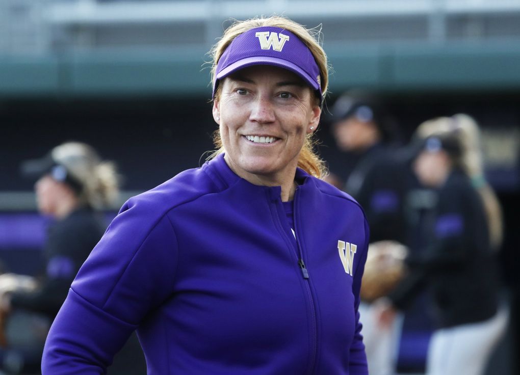 Huskies’ softball headcoach Heather Tarr at a practice, Wednesday, March 4, 2020 at the University of Washington in Seattle. 213201 (Ken Lambert / The Seattle Times)
