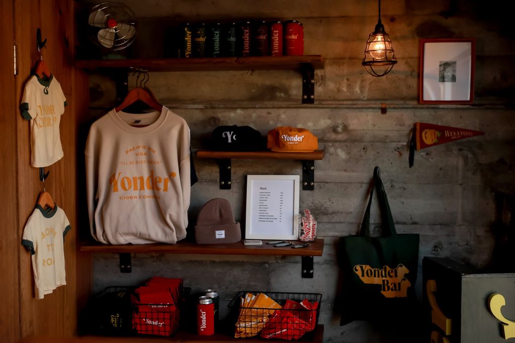 Clothing and other items for sale at Yonder Bar. (Erika Schultz / The Seattle Times)
