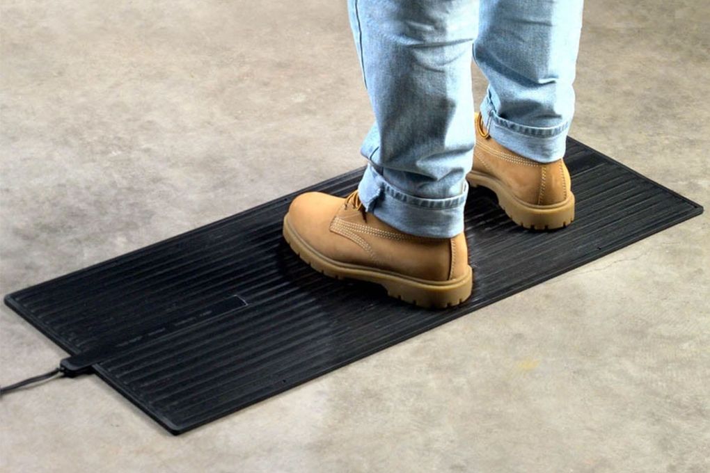 The mat in a chilly bathroom can be replaced with a heated mat, such Cozy Products’ Super Foot Warmer. (Courtesy of Cozy Products)