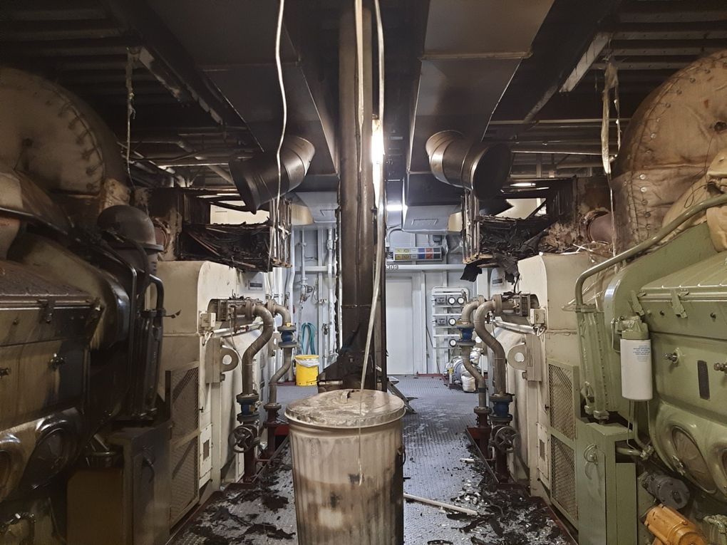 A fire damaged the engine room of the state ferry Wenatchee on April 22 during a test cruise. (Washington State Ferries)