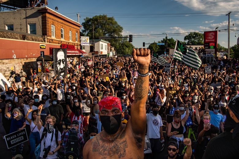 Thousands of people protest the death of George Floyd in Minneapolis on June 5, 2020. A year later, under the culture war rallying cry of combating “critical race theory” — an academic framework centered on the idea that racism is systemic, not just  individual — lawmakers have endorsed an extraordinary intervention in classrooms across Texas.  (Salwan Georges / The Washington Post)