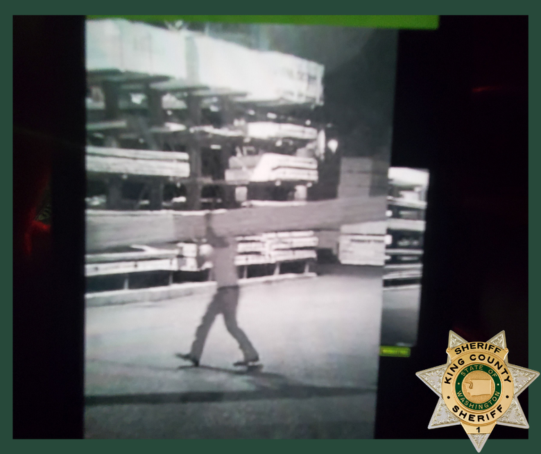 Deputies arrested a man on June 1 who they say tried to steal 32 pieces of lumber, worth more than $2,300, from a Shoreline lumber yard. (Courtesy of the King County Sheriff’s Office) 