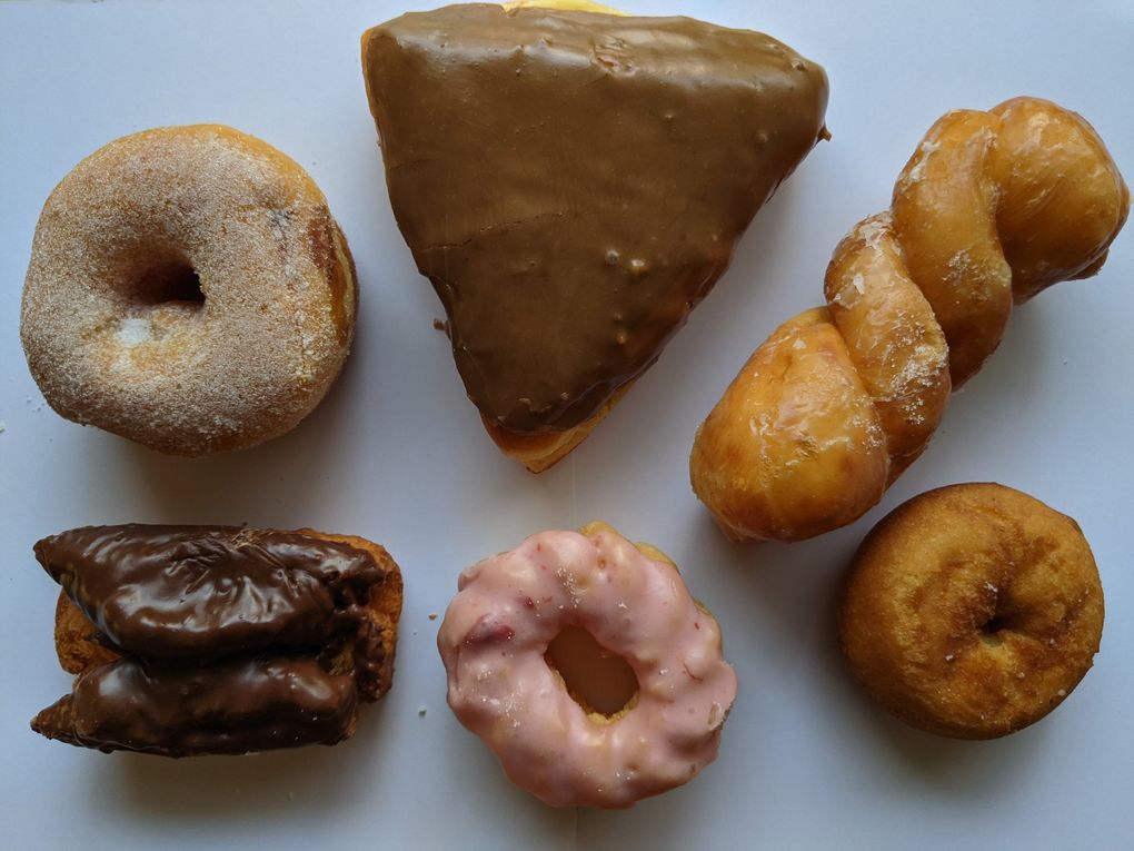 Burien’s Lucky Donuts has the best glaze twist, plus an exceptional chocolate-covered buttermilk bar.  (Jackie Varriano / The Seattle Times)
