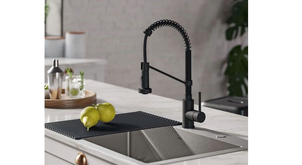 Experts feel matte black fixtures, like this model from Kraus, will become dated. (Courtesy of Home Depot)