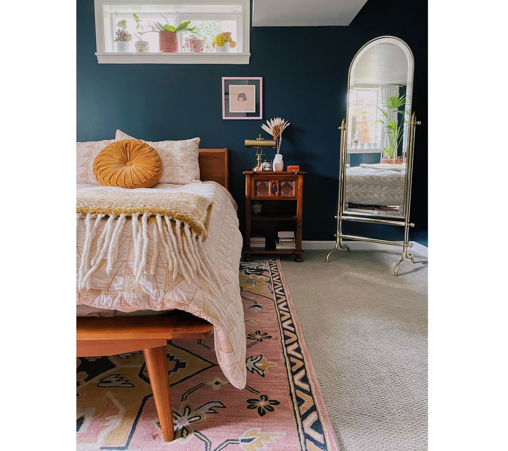 Zoë Withered painted her downstairs bedroom a very deep blue so it would be tranquil and vibrant, but not flashy. (Courtesy of Zoë Withered) 