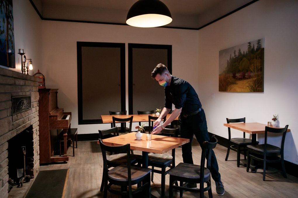 Tim Coffey, dining room manager at Matia Kitchen & Bar in Eastsound, Orcas Island. (Erika Schultz / The Seattle Times)