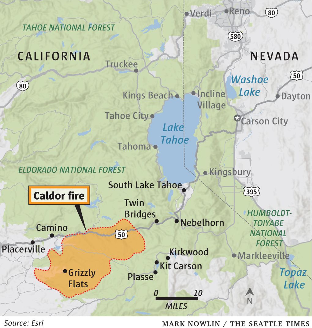 Crews struggle to stop fire bearing down on Lake Tahoe | The Seattle Times