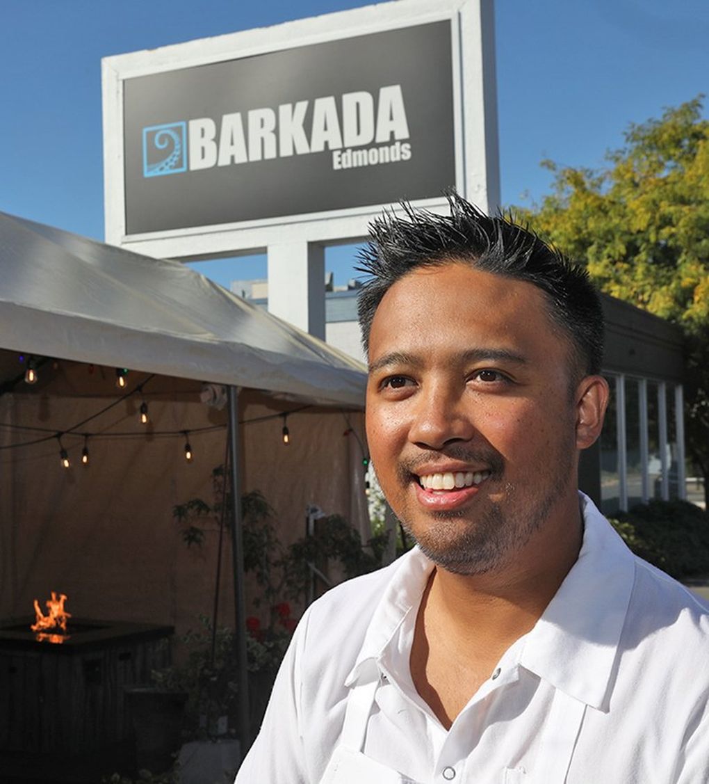 Brian Madayag is the owner of Barkada restaurant in Edmonds, which specializes in Filipino plates. (Greg Gilbert / The Seattle Times)