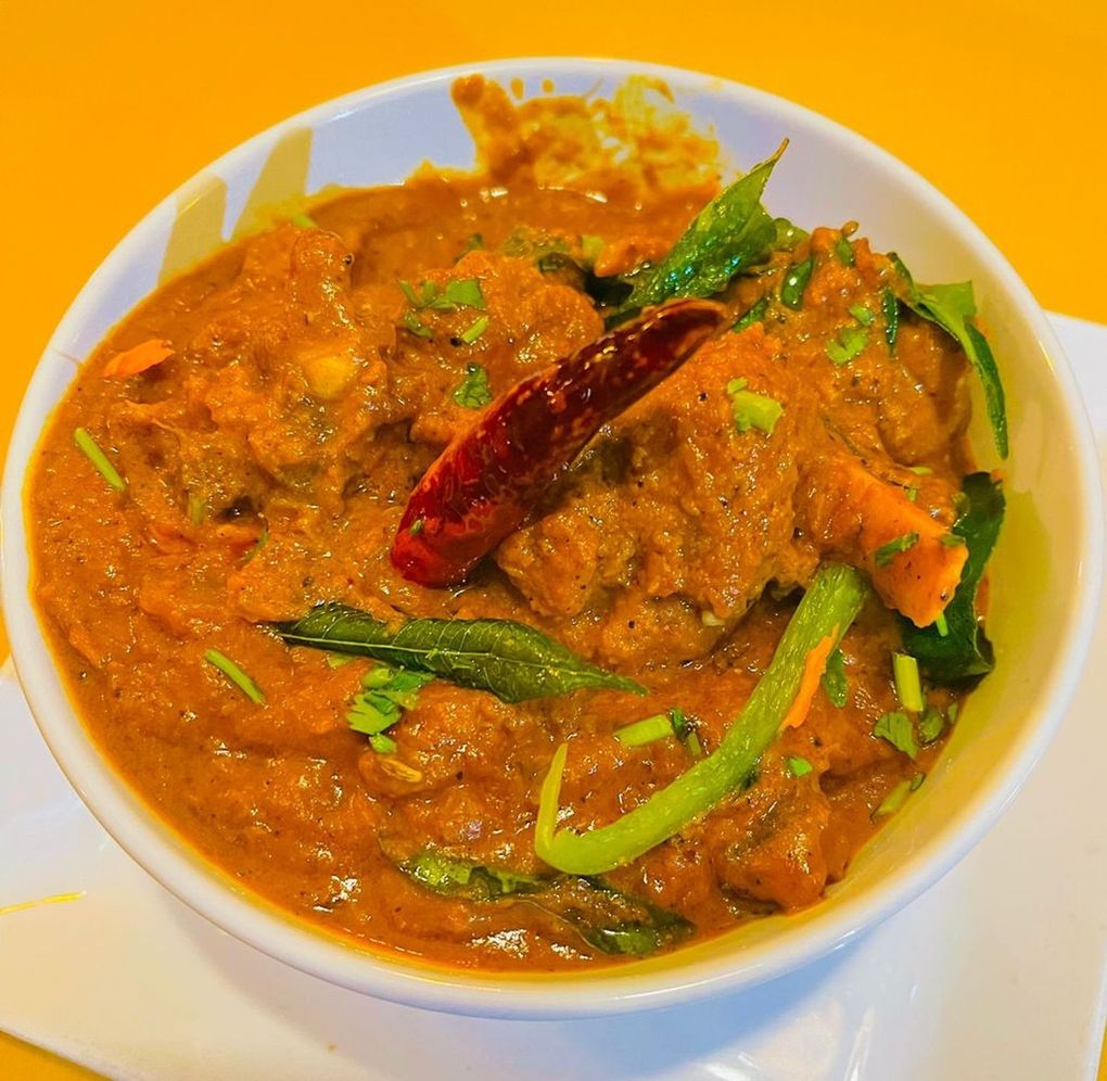 Goat curry, Samburna Restaurant: This curry features bone-in goat meat, and is a star on the menu of this Indian gem in Bothell. (Courtesy Samburna Restuarant)