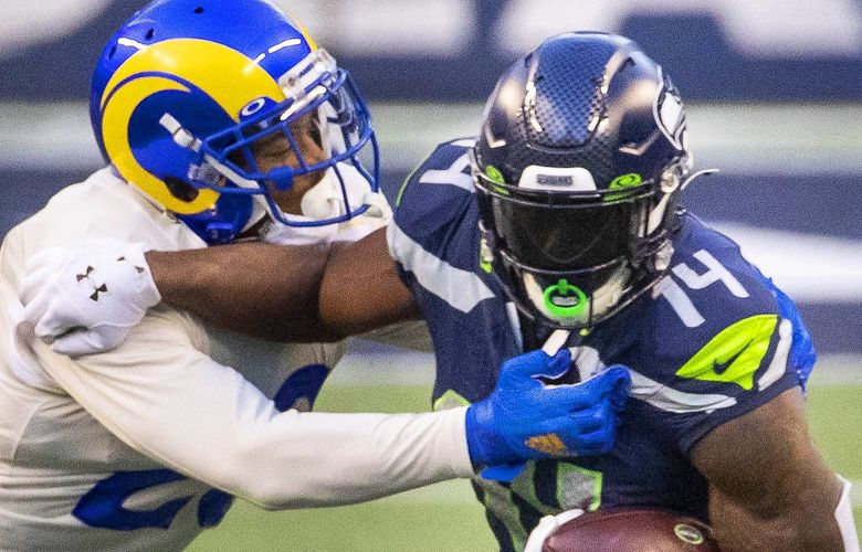 DK Metcalf did battle with Jalen Ramsey all night, but managed 6 receptions for 59 yards. The Los Angeles Rams played the Seattle Seahawks in a game that will determine the winner of the NFC West Sunday, December 27, 2020 at Lumen Field in Seattle, WA. 216007
